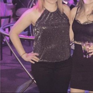 H&M Black/silver shimmer top
